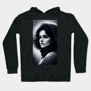 Black and White Portrait of a Girl Hoodie